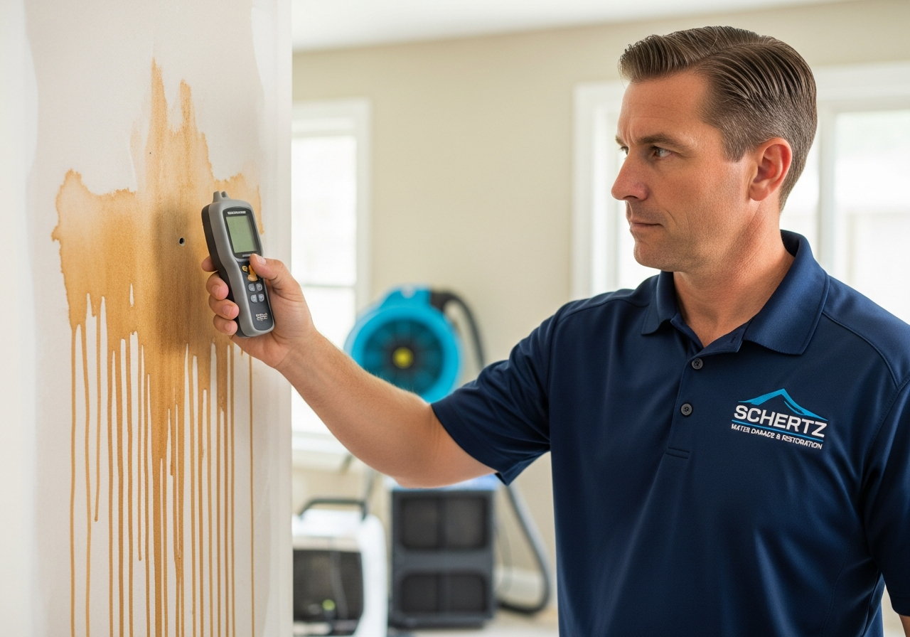 Tech performing moisture assessment